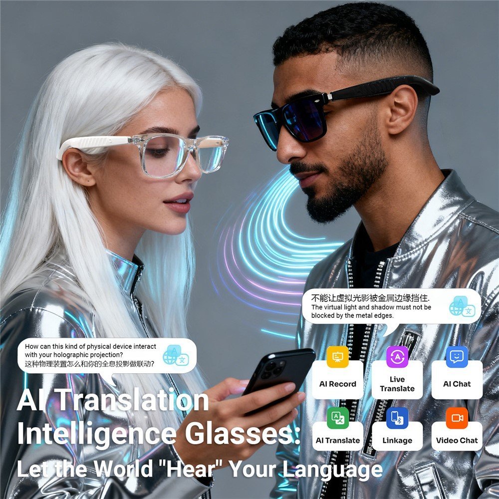 ⁦Lunettes Connectées F20 de Traduction IA et Audio Open-Ear Bluetooth 5.4 - نظارات المترجم الذكية بالذكاء الاصطناعي⁩ - الصورة ⁦13⁩