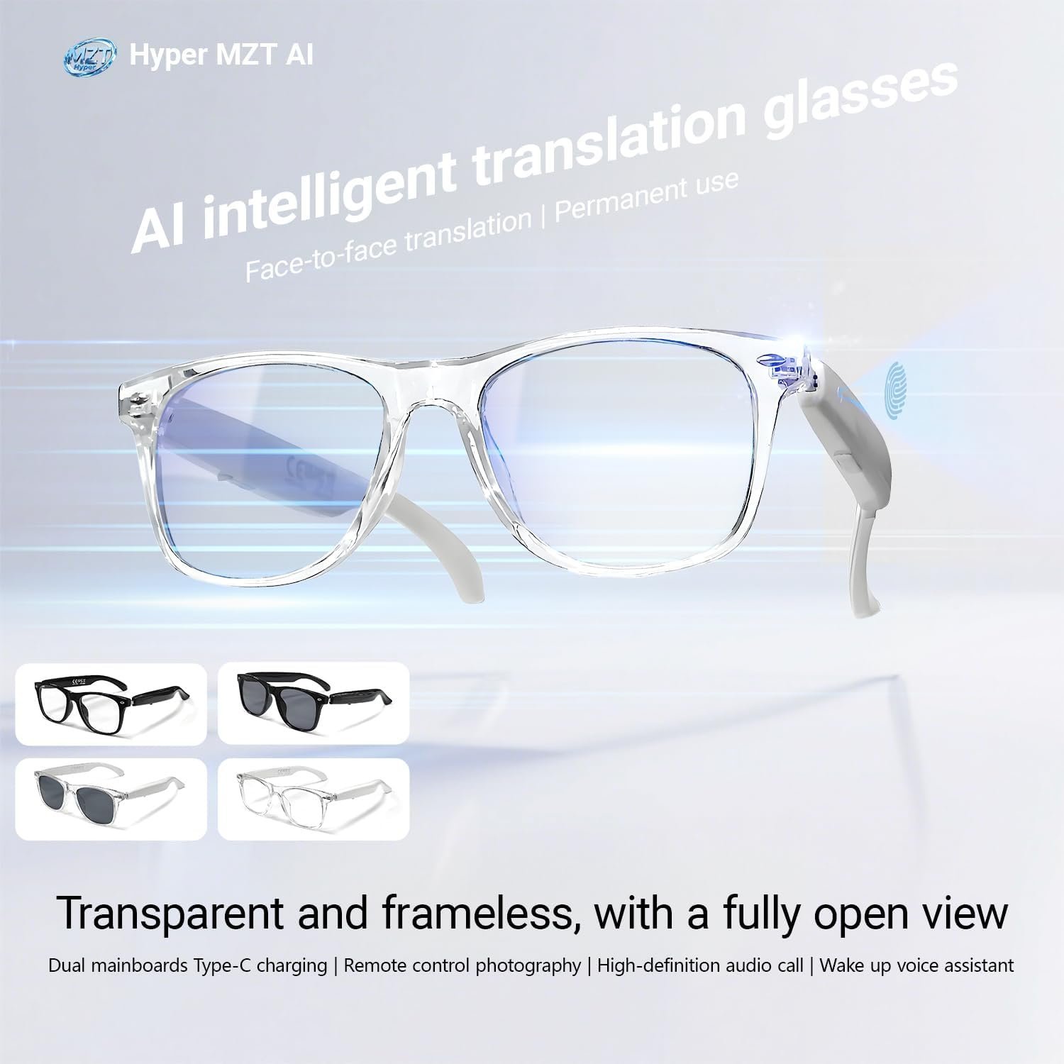 ⁦Lunettes Connectées F20 de Traduction IA et Audio Open-Ear Bluetooth 5.4 - نظارات المترجم الذكية بالذكاء الاصطناعي⁩ - الصورة ⁦2⁩
