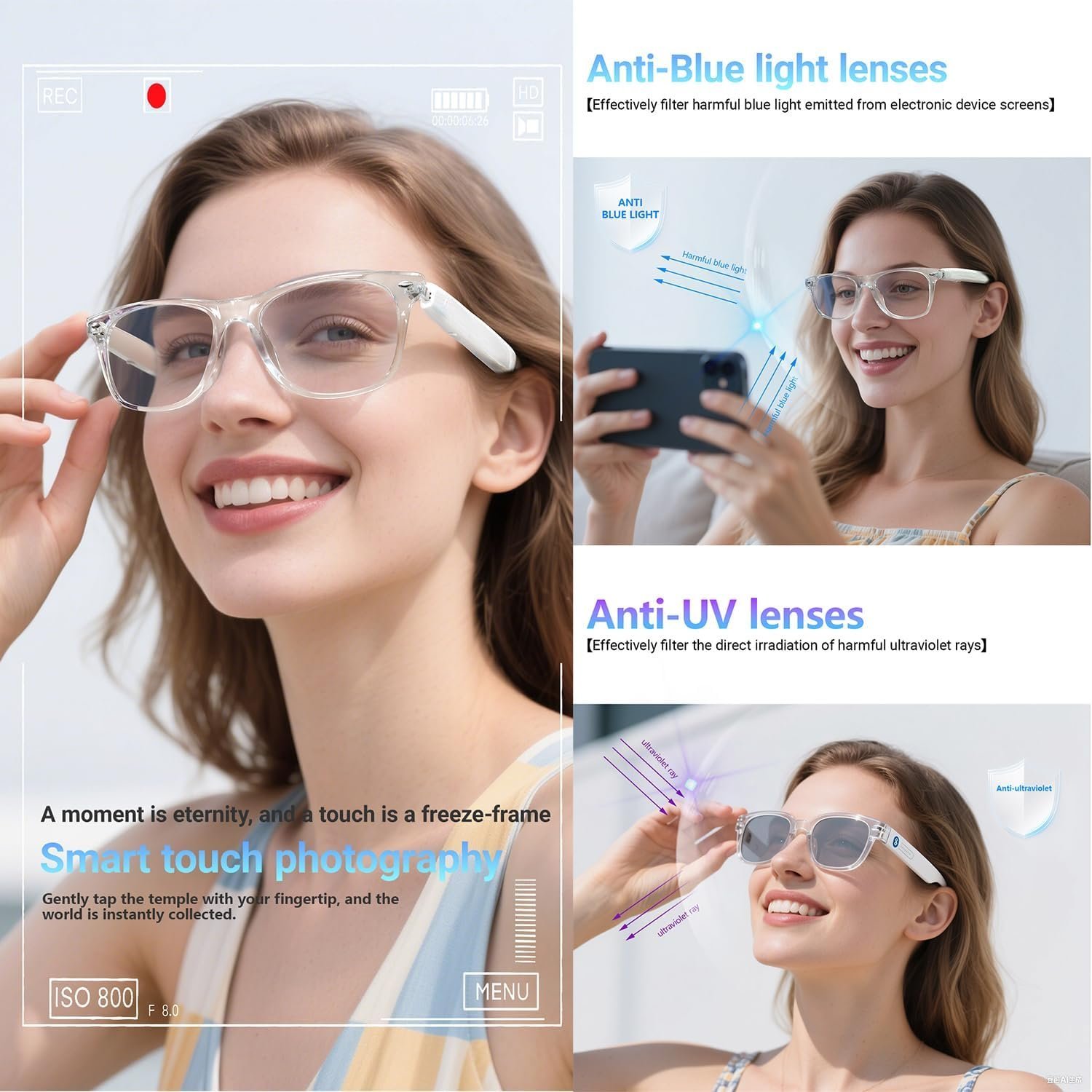 ⁦Lunettes Connectées F20 de Traduction IA et Audio Open-Ear Bluetooth 5.4 - نظارات المترجم الذكية بالذكاء الاصطناعي⁩ - الصورة ⁦4⁩
