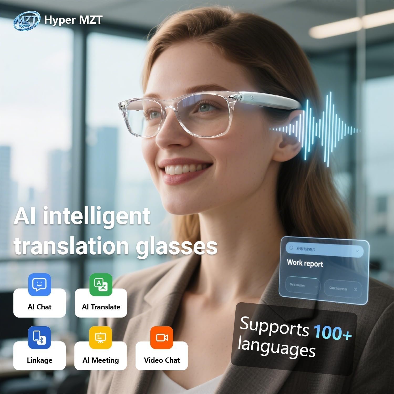 ⁦Lunettes Connectées F20 de Traduction IA et Audio Open-Ear Bluetooth 5.4 - نظارات المترجم الذكية بالذكاء الاصطناعي⁩ - الصورة ⁦7⁩