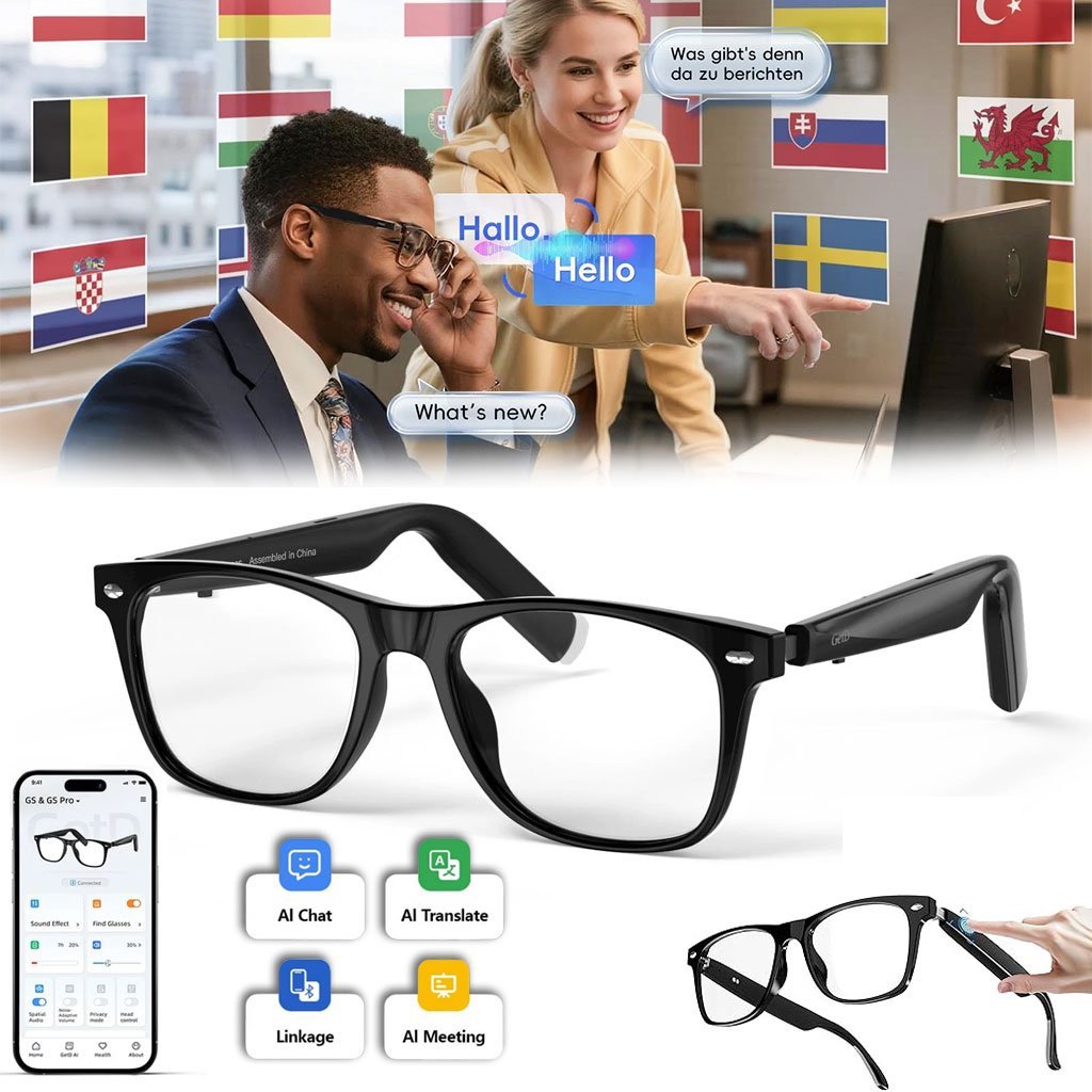 Lunettes Connectées GS03 de Traduction IA et Audio Open-Ear Bluetooth 5.4 - نظارات المترجم الذكية بالذكاء الاصطناعي