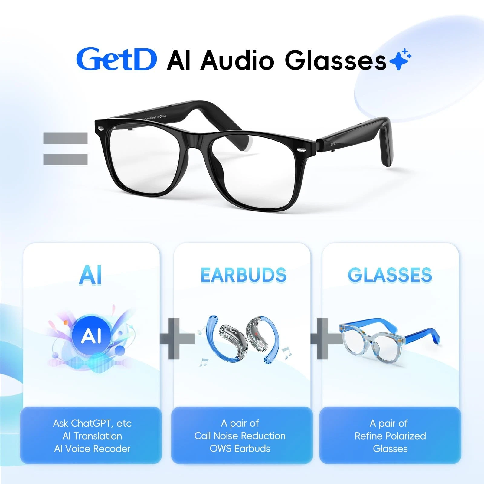 ⁦Lunettes Connectées GS03 de Traduction IA et Audio Open-Ear Bluetooth 5.4 - نظارات المترجم الذكية بالذكاء الاصطناعي⁩ - الصورة ⁦16⁩