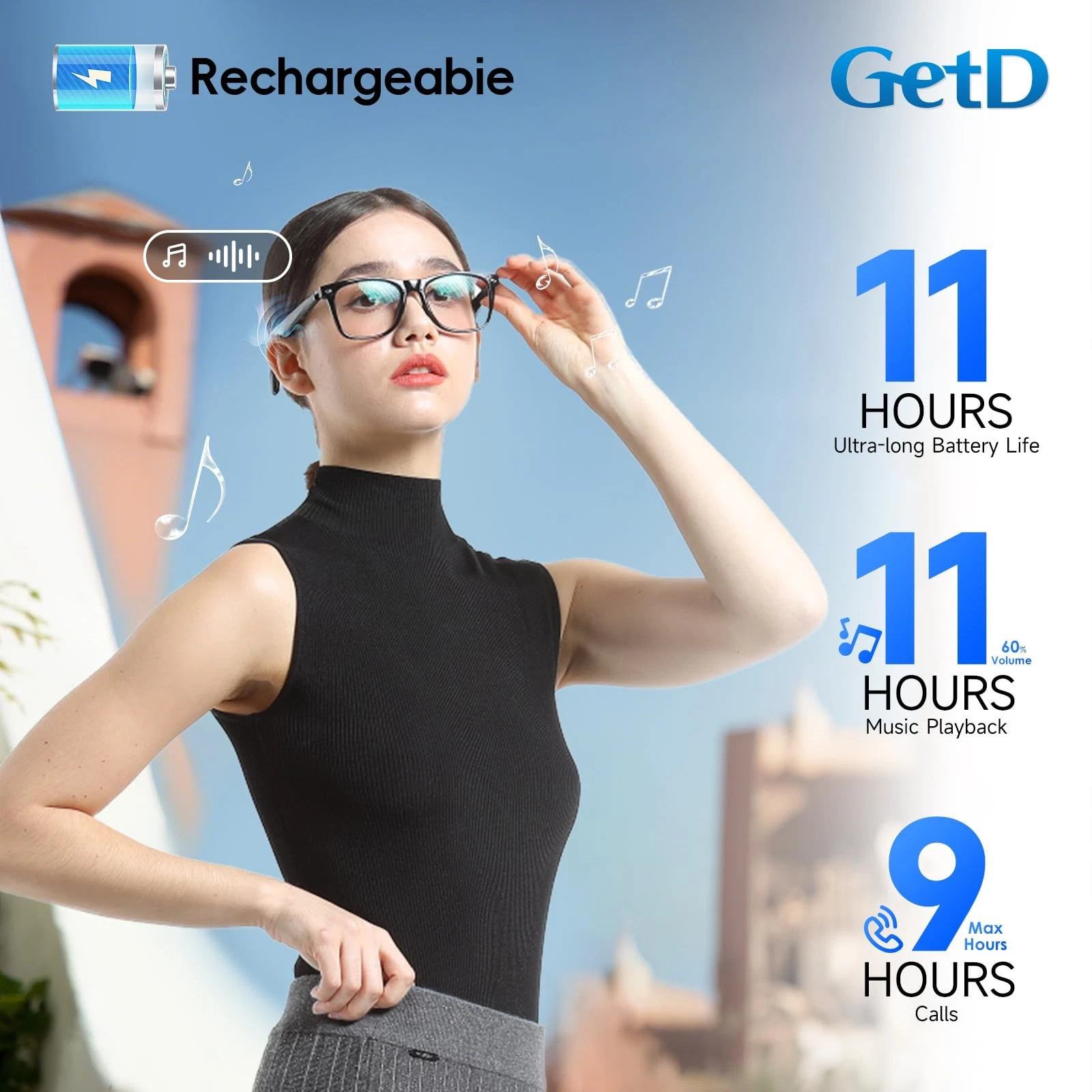 ⁦Lunettes Connectées GS03 de Traduction IA et Audio Open-Ear Bluetooth 5.4 - نظارات المترجم الذكية بالذكاء الاصطناعي⁩ - الصورة ⁦19⁩