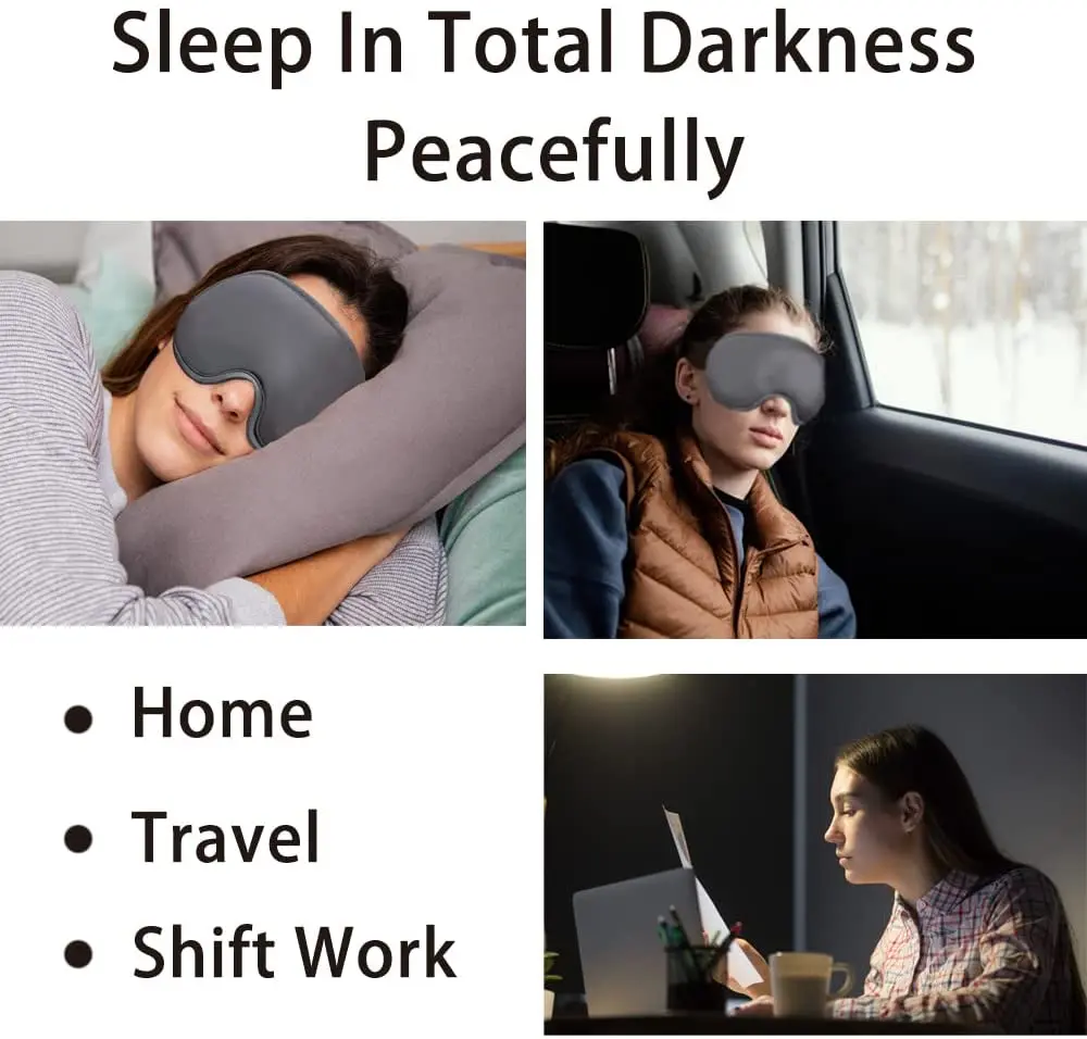 Masque de sommeil 3D ergonomique et profond amélioré avec sangle ajustable - قناع نوم مريح - الصورة 6