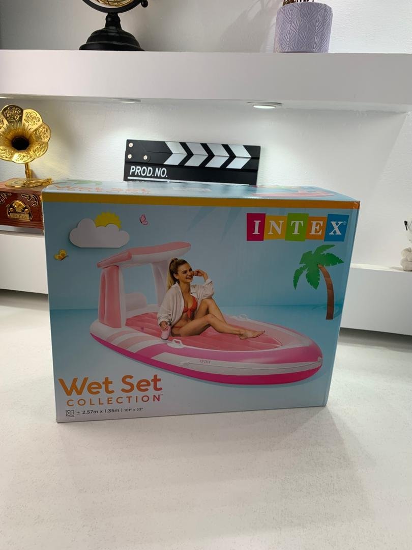 ⁦Matelas Gonflable Pink Paradise avec Toit et Porte-Gobelet Intex 57804EU – فرشة هوائية حجم كبير⁩ - الصورة ⁦2⁩
