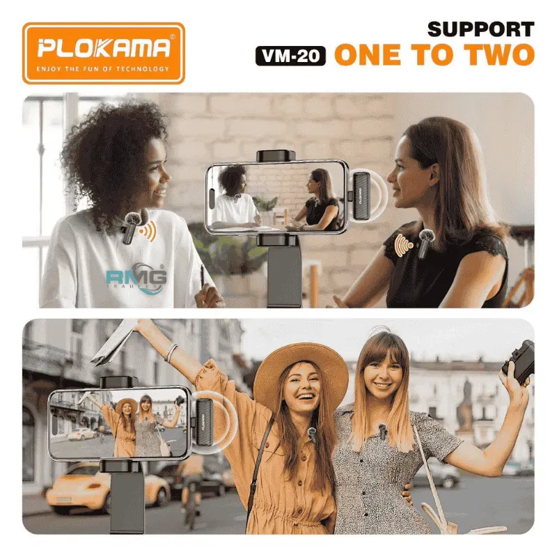⁦Microphone cravate sans fil Plokama VM-20 2,4 GHz - ارتقِ بصوتك إلى المستوى الاحترافي مع ميكروفون اللاسلكي المزدوج⁩ - الصورة ⁦5⁩