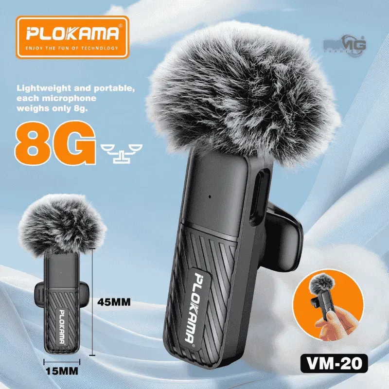 ⁦Microphone cravate sans fil Plokama VM-20 2,4 GHz - ارتقِ بصوتك إلى المستوى الاحترافي مع ميكروفون اللاسلكي المزدوج⁩ - الصورة ⁦6⁩
