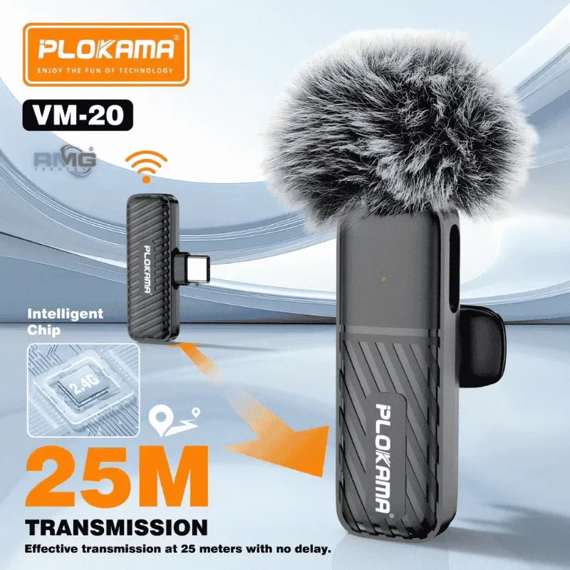 ⁦Microphone cravate sans fil Plokama VM-20 2,4 GHz - ارتقِ بصوتك إلى المستوى الاحترافي مع ميكروفون اللاسلكي المزدوج⁩ - الصورة ⁦7⁩