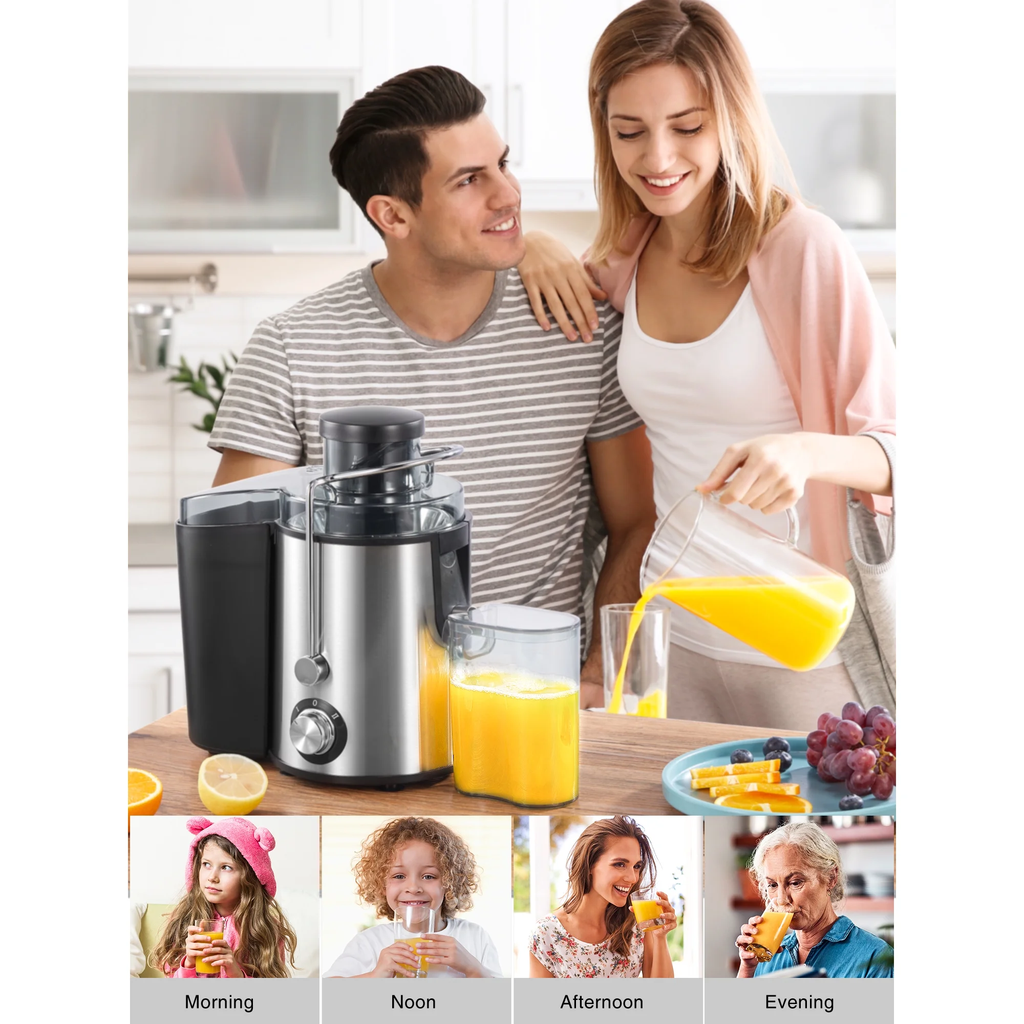 Multismart Extracteur de jus électrique 250 W à 2 vitesses pour fruits et légumes - عصارة فواكه - الصورة 5
