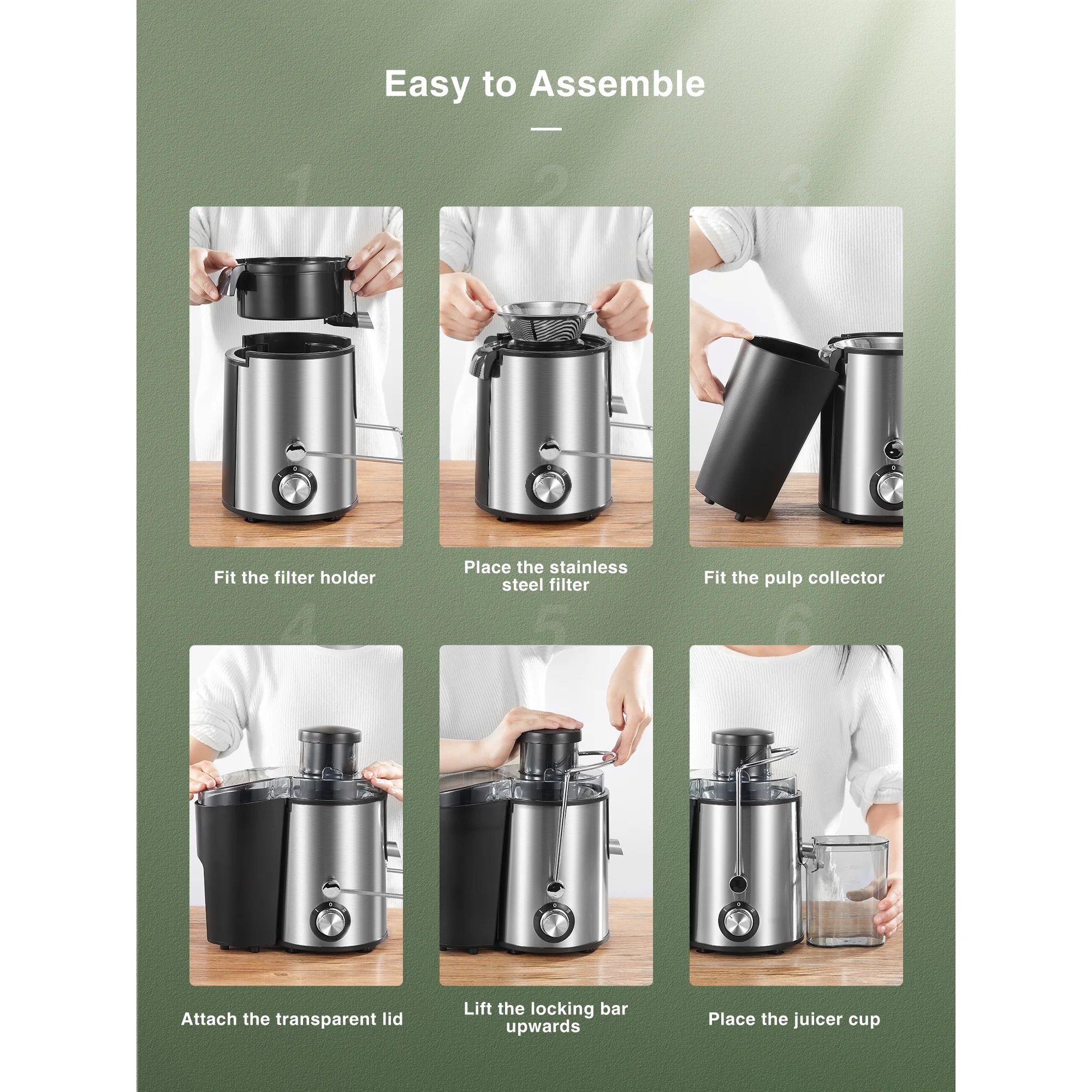 Multismart Extracteur de jus électrique 250 W à 2 vitesses pour fruits et légumes - عصارة فواكه - الصورة 9