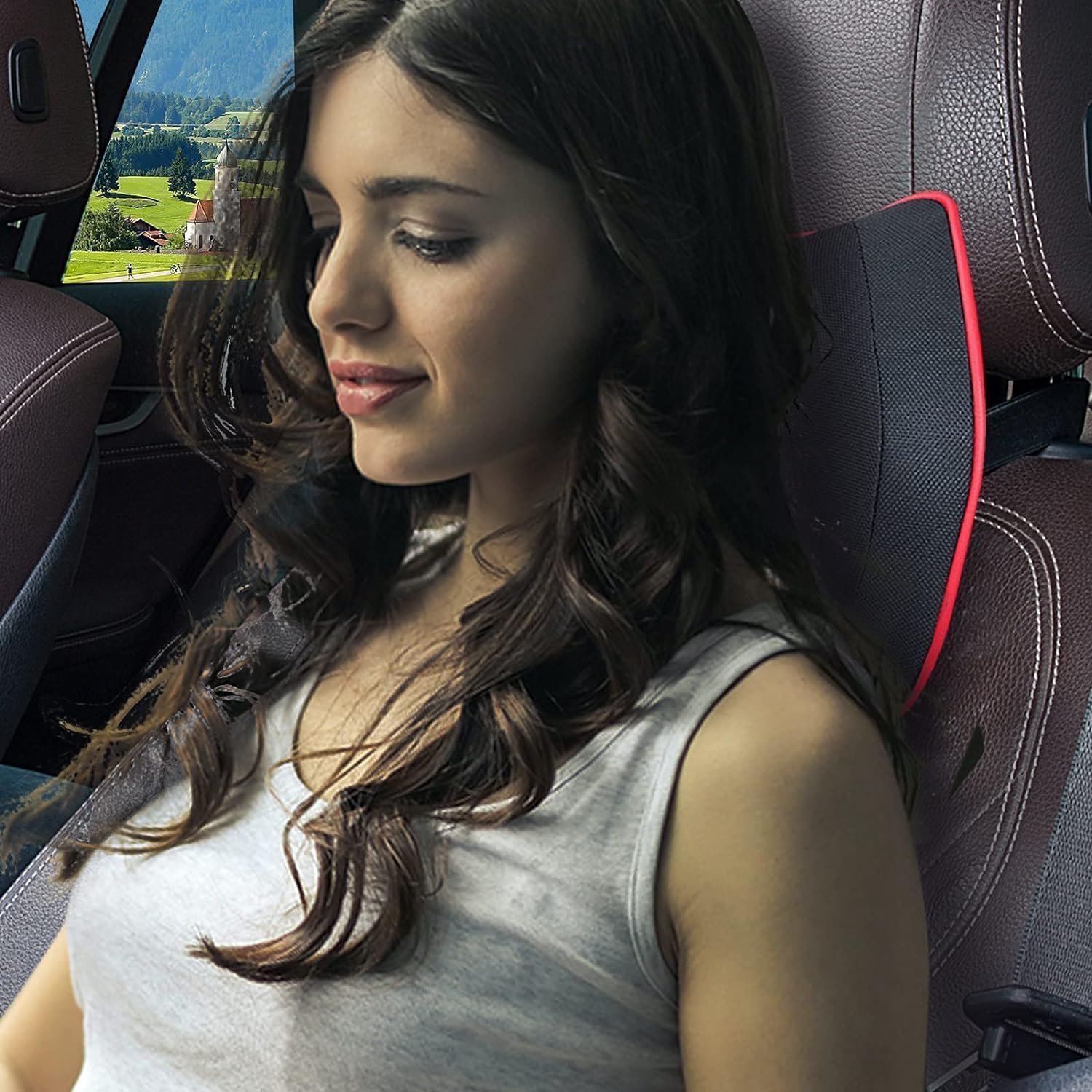Oreiller cervical d'appui-tête de voiture en mousse à mémoire de forme - وسادة عنق في السيارة - الصورة 2
