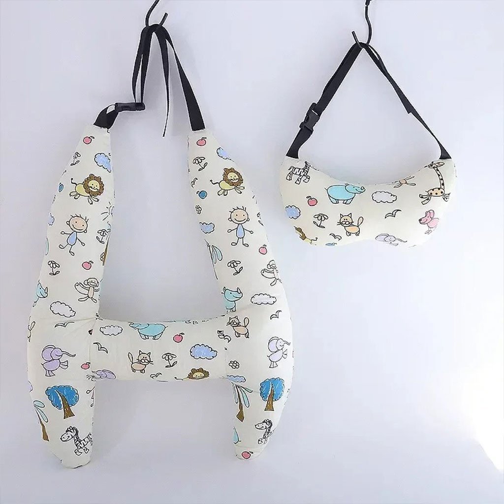 Oreiller de voyage et Sécurité pour enfant et adulte, support de tête en forme de H - الصورة 14