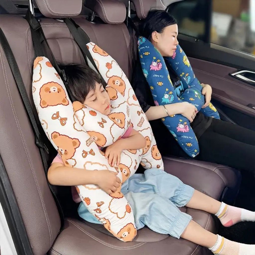 Oreiller de voyage et Sécurité pour enfant et adulte, support de tête en forme de H - الصورة 15