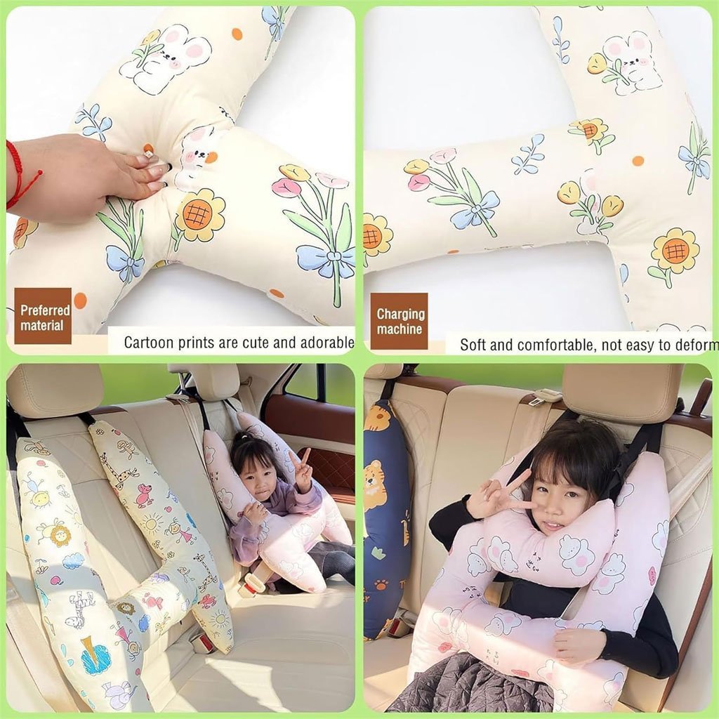 Oreiller de voyage et Sécurité pour enfant et adulte, support de tête en forme de H - الصورة 20
