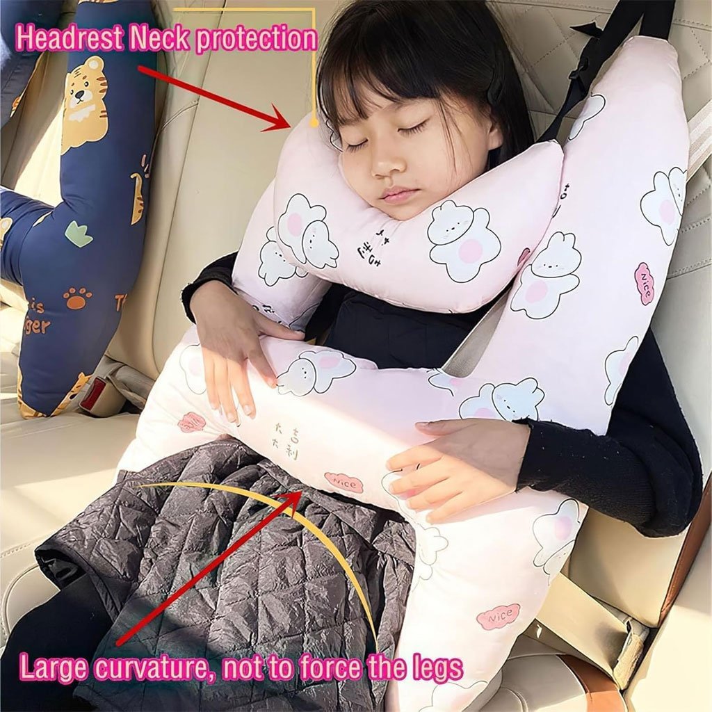 Oreiller de voyage et Sécurité pour enfant et adulte, support de tête en forme de H - الصورة 23