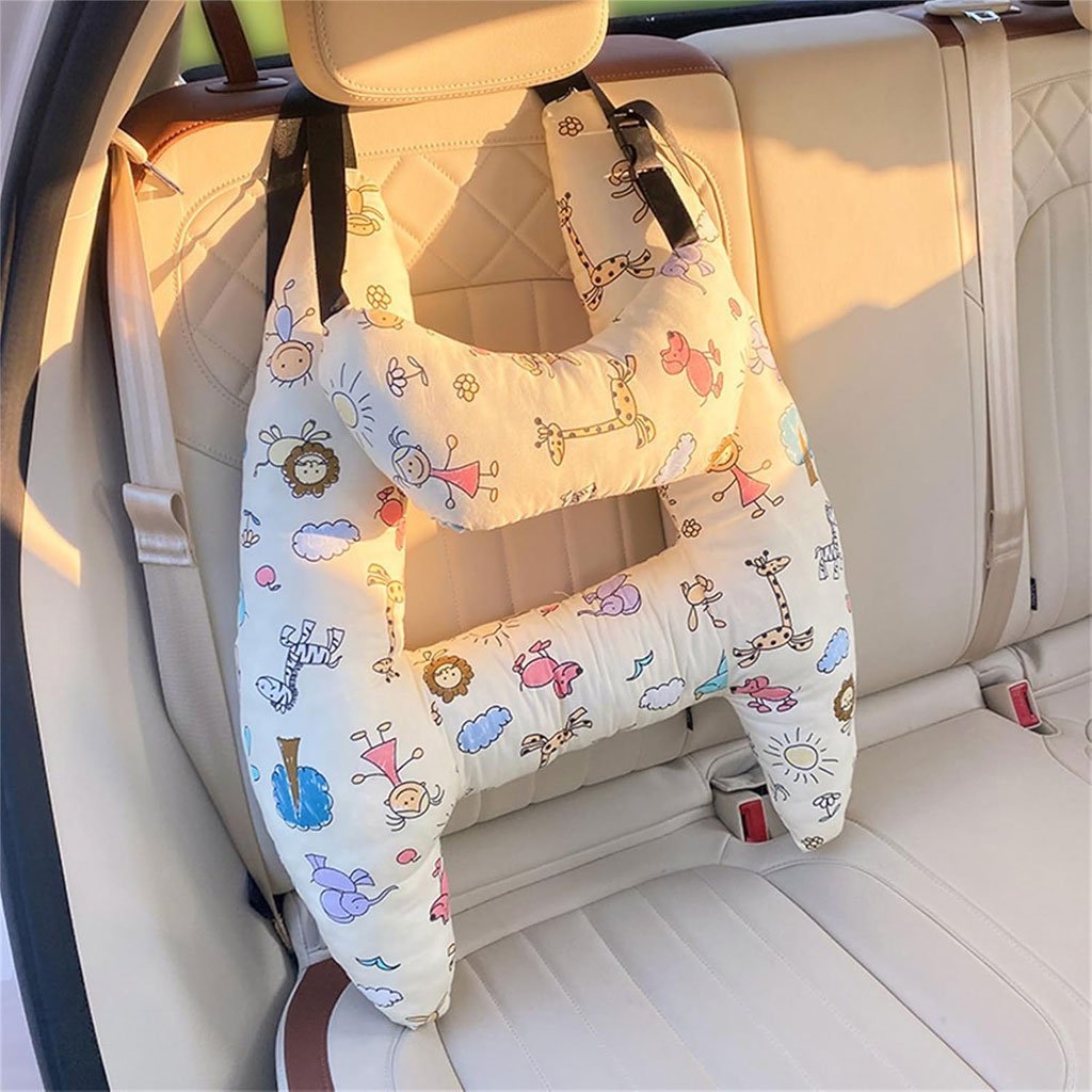 Oreiller de voyage et Sécurité pour enfant et adulte, support de tête en forme de H - الصورة 24
