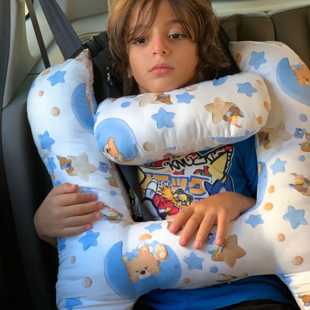 Oreiller de voyage et Sécurité pour enfant et adulte, support de tête en forme de H - الصورة 3