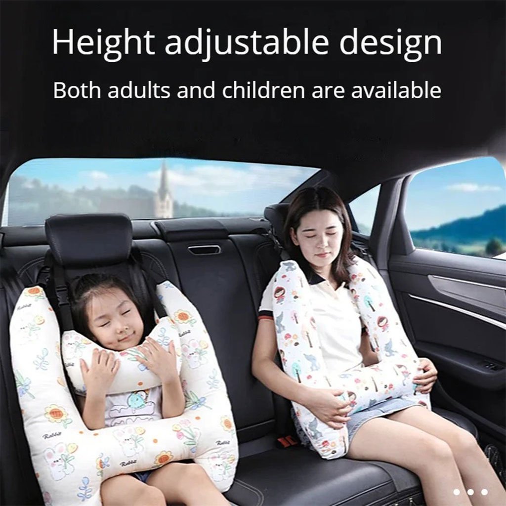 Oreiller de voyage et Sécurité pour enfant et adulte, support de tête en forme de H - الصورة 8