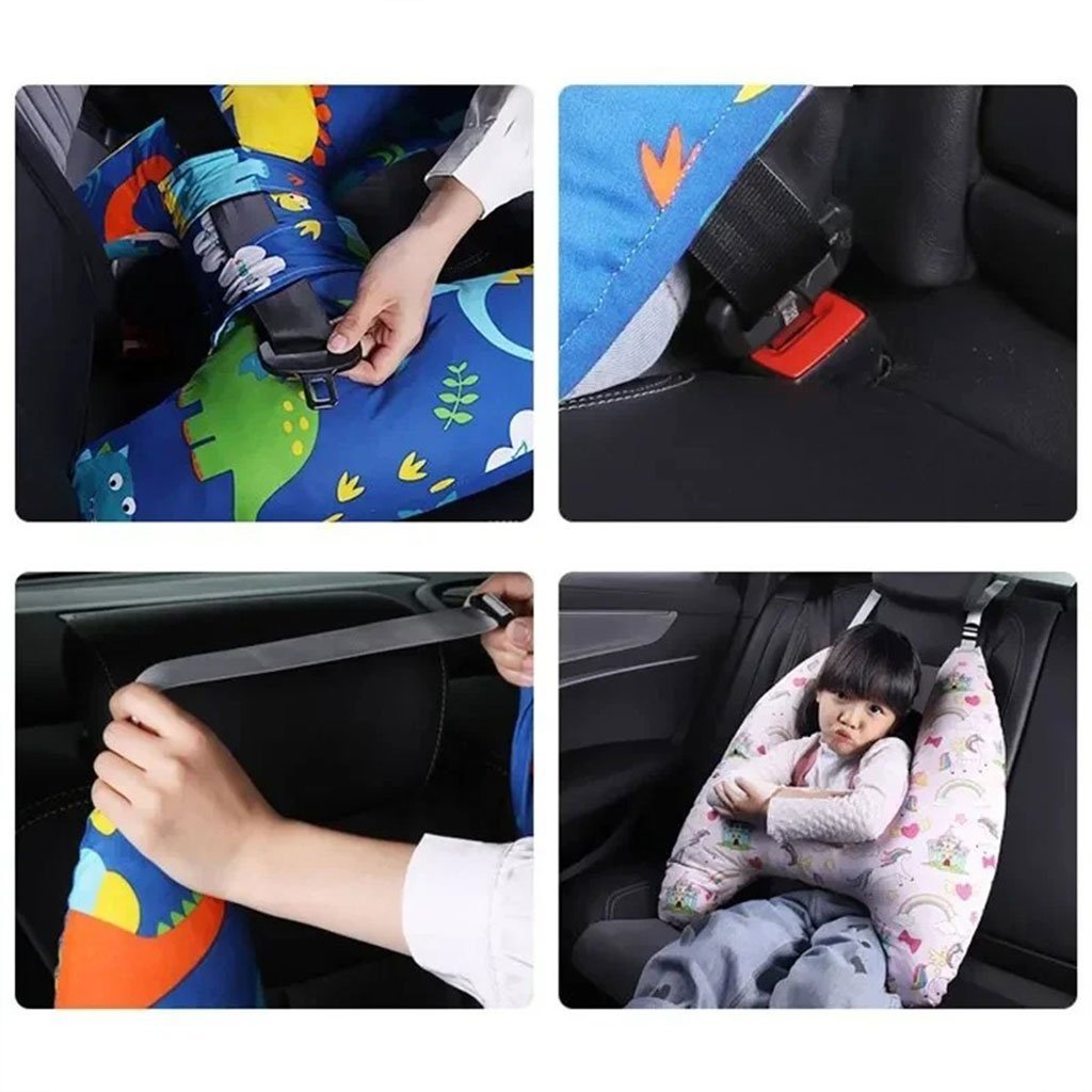 Oreiller de voyage et Sécurité pour enfant et adulte, support de tête en forme de H - الصورة 9