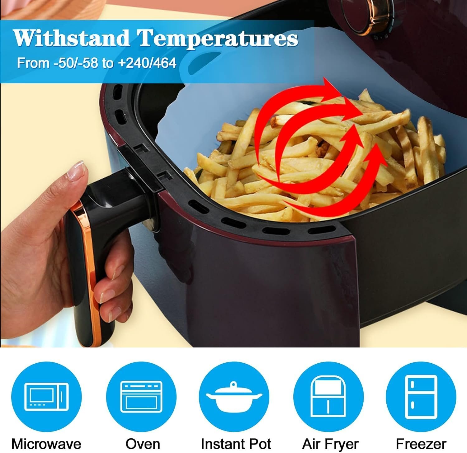 ⁦Pack de 3 moules en silicone pour friteuse à air chaud - طقم قوالب الطبخ في الفرن من سيليكون عالي الجودة⁩ - الصورة ⁦3⁩