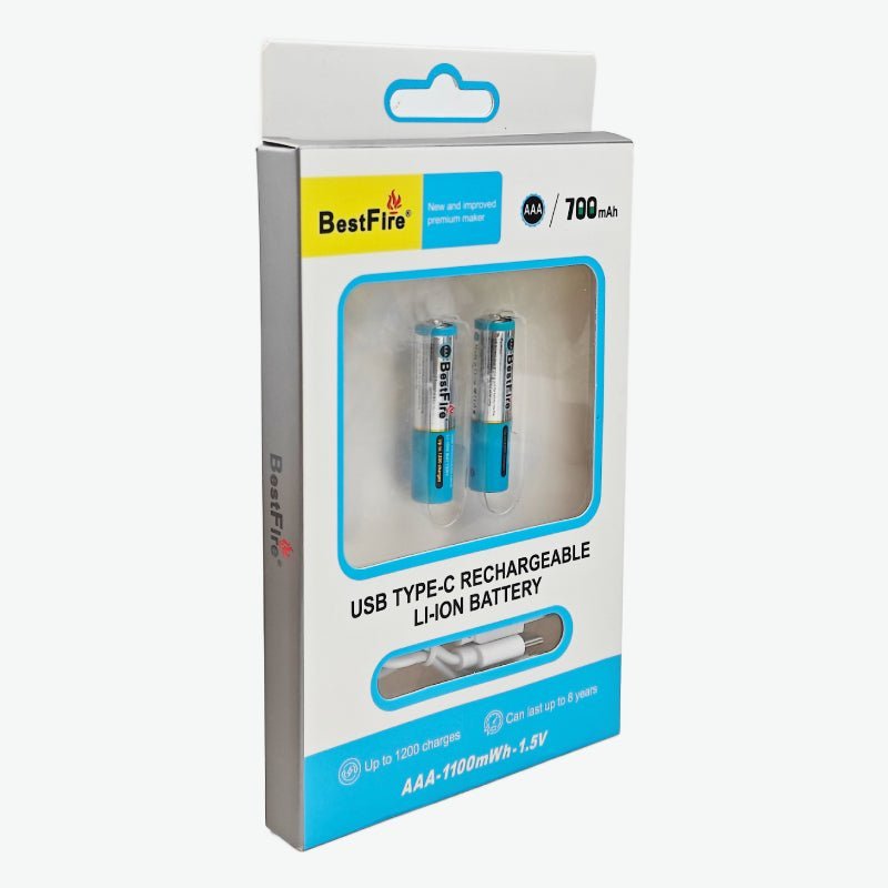 Pile rechargeable USB type C AAA 700mWh en lithium BestFire - بطارية ليثيوم قابلة لإعادة الشحن - الصورة 3