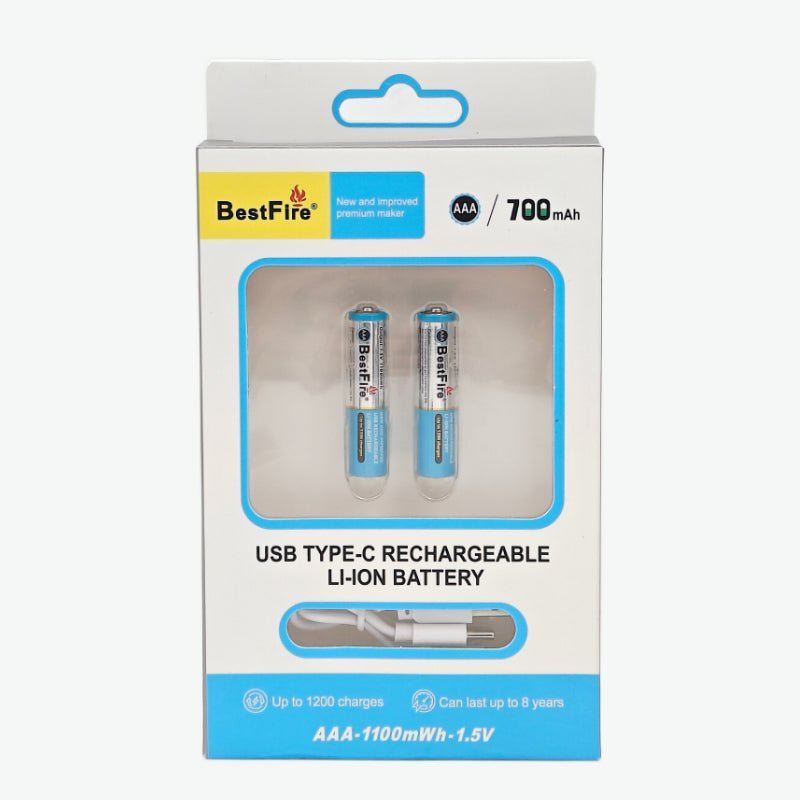 Pile rechargeable USB type C AAA 700mWh en lithium BestFire - بطارية ليثيوم قابلة لإعادة الشحن - الصورة 5