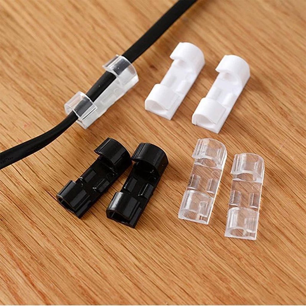Pack 20pcs Pinces de câble auto-adhésives solides et transparents – طقم تنظيم الكابلات - الصورة 4
