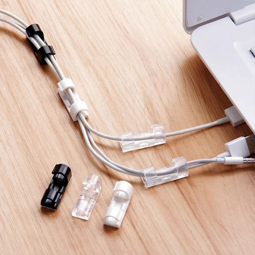 Pack 20pcs Pinces de câble auto-adhésives solides et transparents – طقم تنظيم الكابلات - الصورة 5