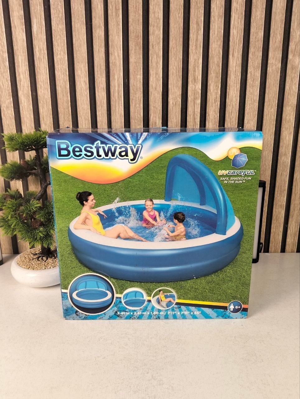 ⁦Piscine Gonflable Familiale Bestway 54337 Avec Parasol Amovible et Siège Confortable - مسبح عائلي مع مظلة واقية من الشمس ومقعد مريح⁩ - الصورة ⁦2⁩