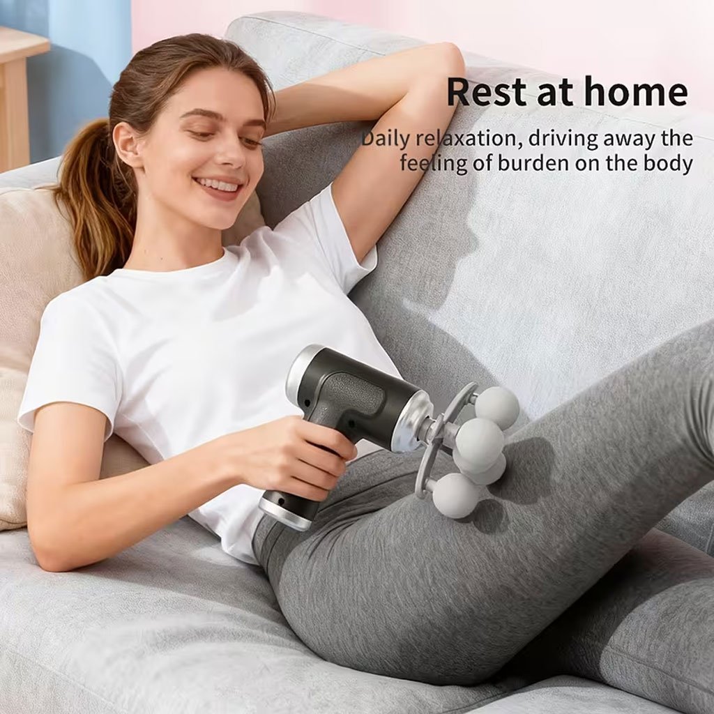 Pistolet de Massage Professionnel avec 9 Têtes Interchangeables pour Relaxation Totale - جهاز تدليك الجسم الاحترافي بـ 9 رؤوس لتدليك الأنسجة العميقة - الصورة 10