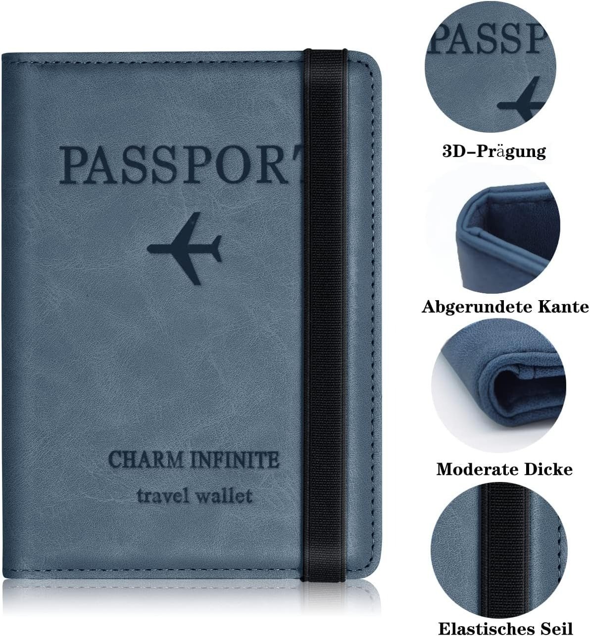 Porte-passeport en cuir à bande élastique - حافظة جواز سفر جلدية مزودة بشريط مطاطي - الصورة 6