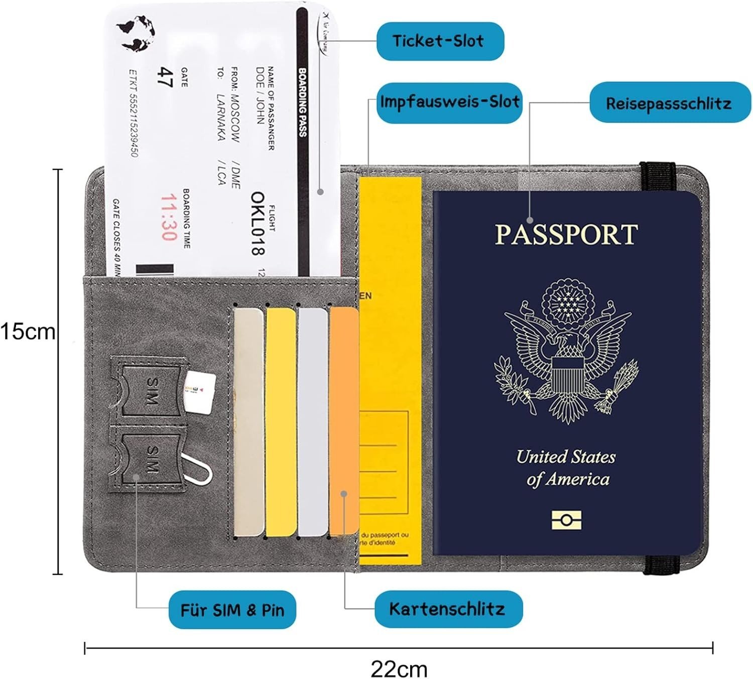 Porte-passeport en cuir à bande élastique - حافظة جواز سفر جلدية مزودة بشريط مطاطي - الصورة 8