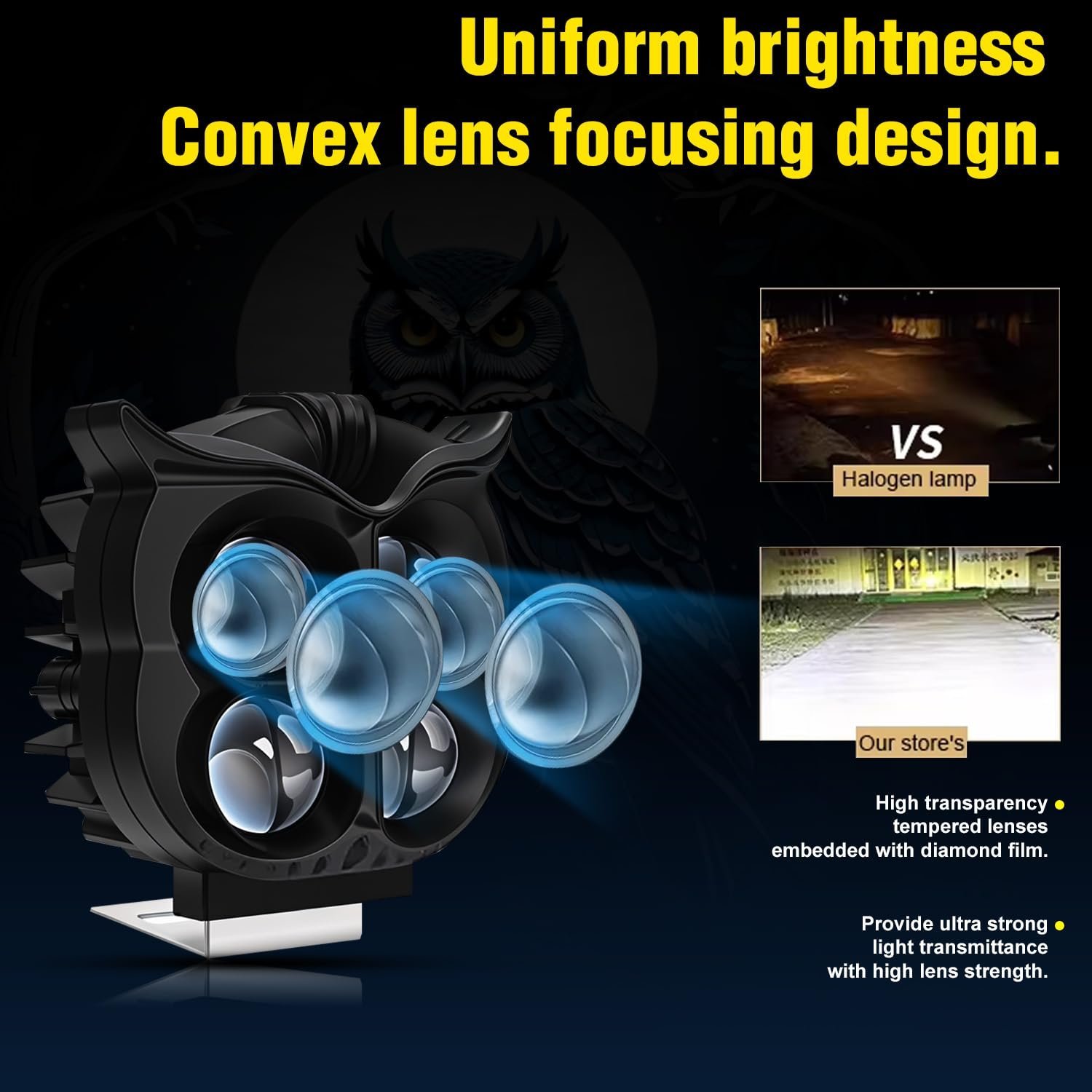 Projecteur Antibrouillard LED Forme Chouette 40W - Éclairage Jaune/Blanc ET Devil Eye Rouge - مصابيح ضباب ليد بتصميم عين البومة - الصورة 15