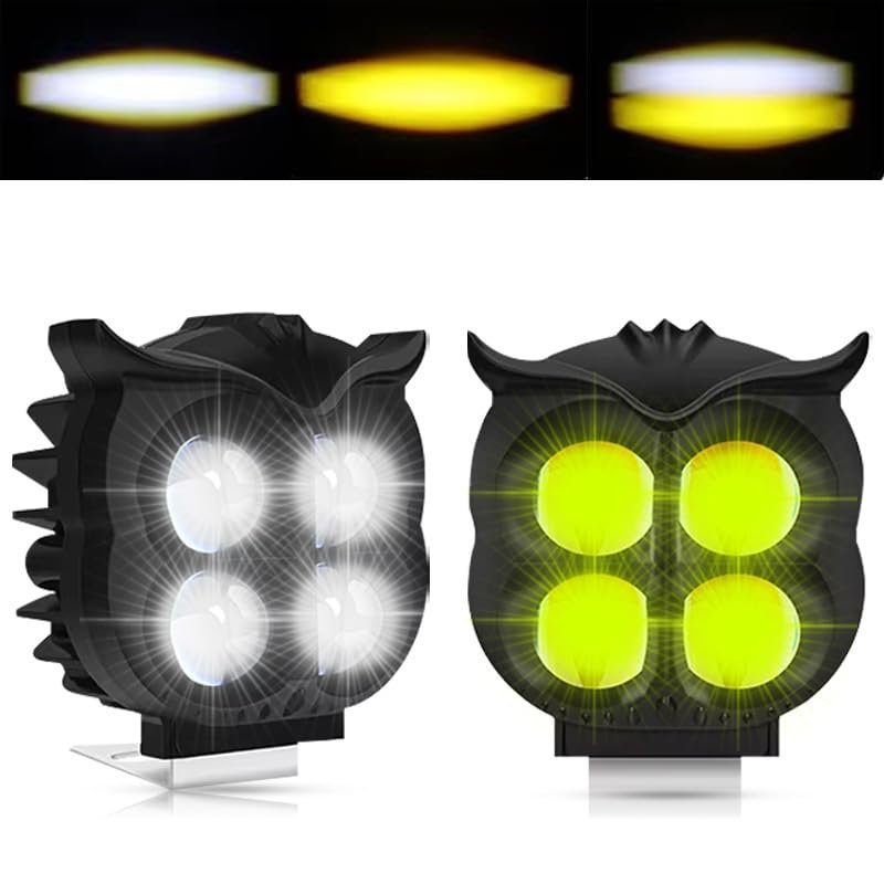 Projecteur Antibrouillard LED Forme Chouette 40W - Éclairage Jaune/Blanc ET Devil Eye Rouge - مصابيح ضباب ليد بتصميم عين البومة - الصورة 5