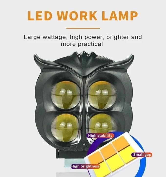 Projecteur Antibrouillard LED Forme Chouette 40W - Éclairage Jaune/Blanc ET Devil Eye Rouge - مصابيح ضباب ليد بتصميم عين البومة - الصورة 7