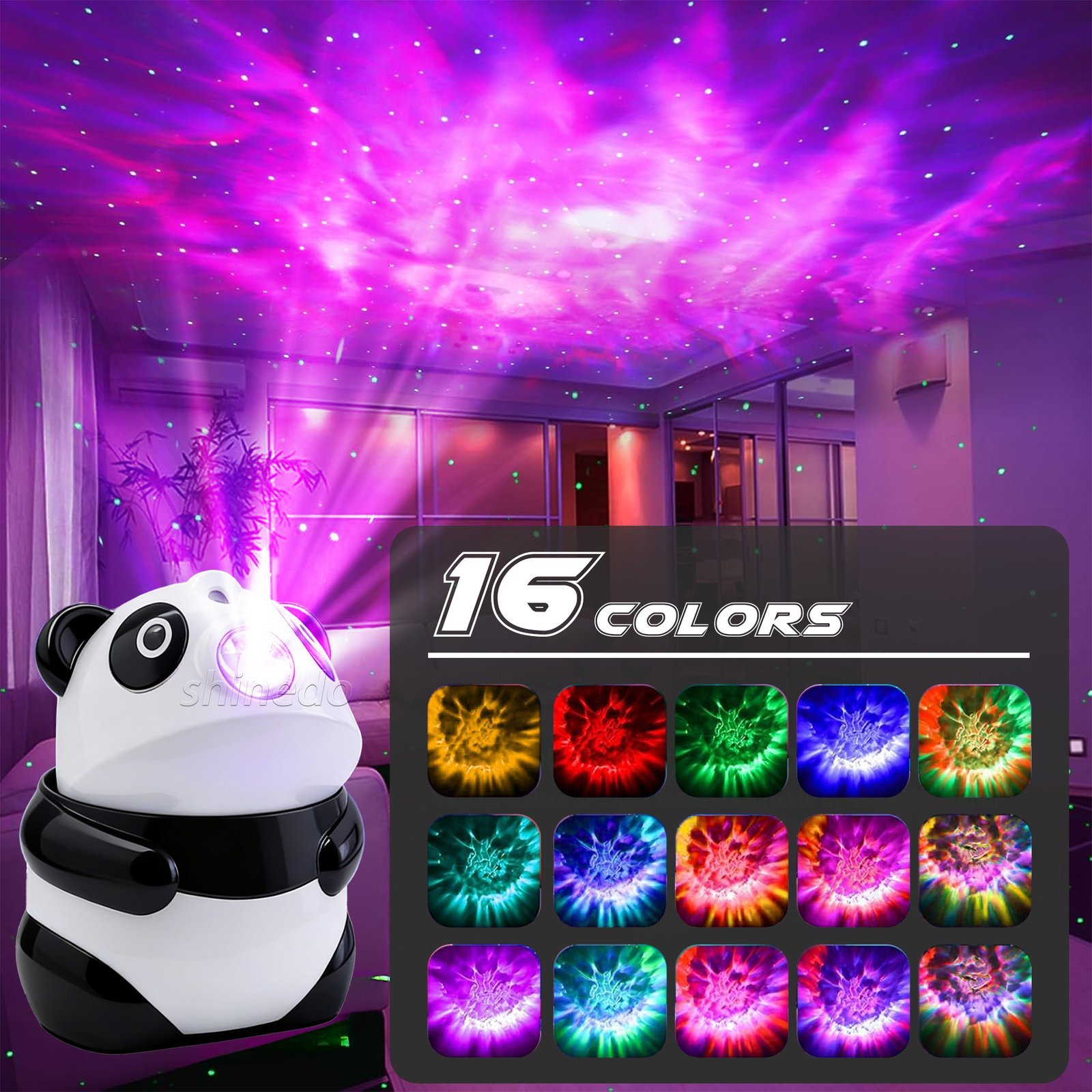⁦Projecteur de Galaxie et Veilleuse Panda Intelligente Bluetooth avec 15 Effets Lumineux - جهاز بروجكتر المجرات بشكل باندا مع مكبر صوت⁩ - الصورة ⁦10⁩