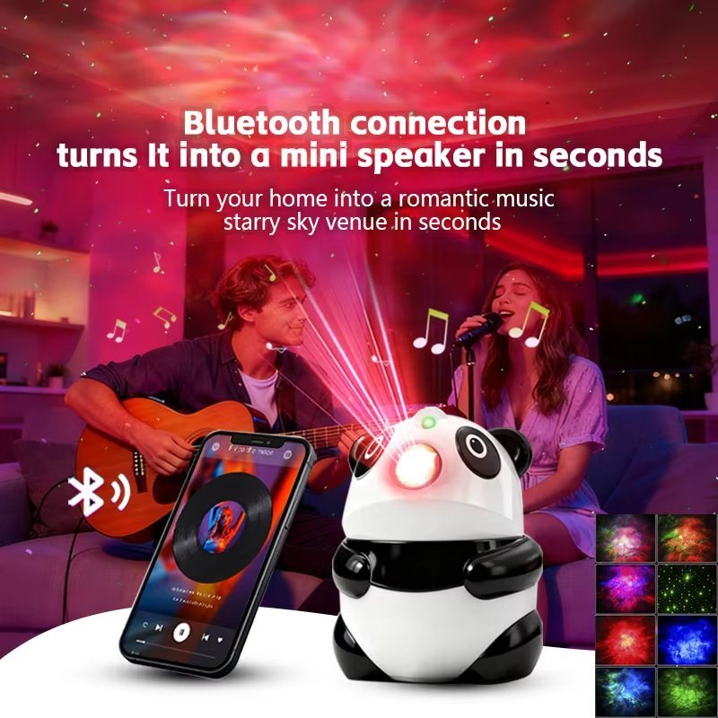 ⁦Projecteur de Galaxie et Veilleuse Panda Intelligente Bluetooth avec 15 Effets Lumineux - جهاز بروجكتر المجرات بشكل باندا مع مكبر صوت⁩ - الصورة ⁦3⁩