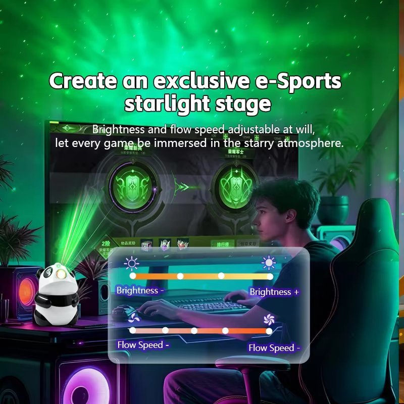 ⁦Projecteur de Galaxie et Veilleuse Panda Intelligente Bluetooth avec 15 Effets Lumineux - جهاز بروجكتر المجرات بشكل باندا مع مكبر صوت⁩ - الصورة ⁦4⁩