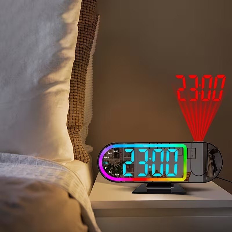 Réveil Numérique avec Projection LED et Miroir RGB DS-3827LP - ساعة منبه رقمية ذكية بنظام عرض ضوئي - الصورة 2