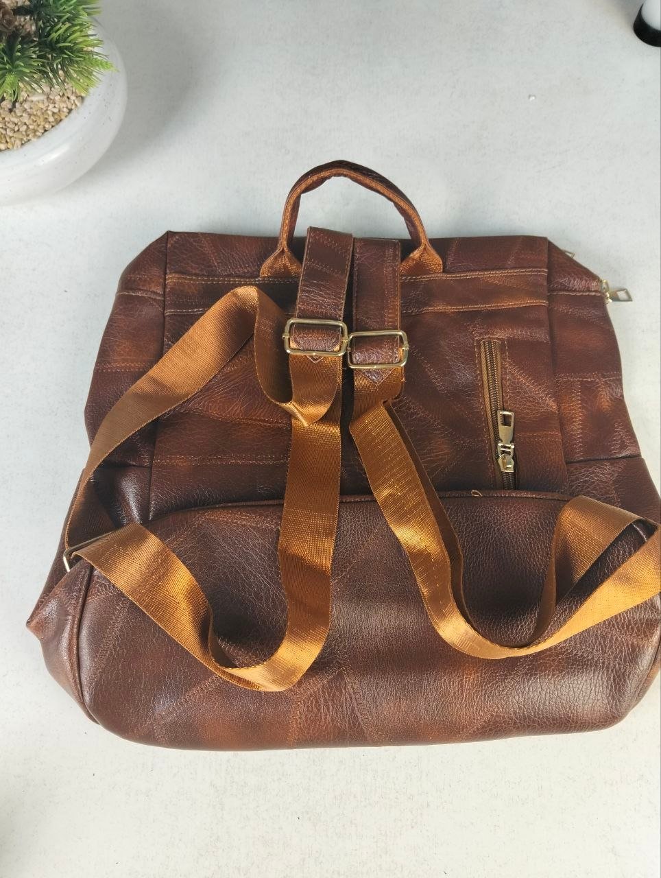Sac à dos rétro en cuir synthétique pour femme - حقيبة ظهر نسائية من الجلد - الصورة 2