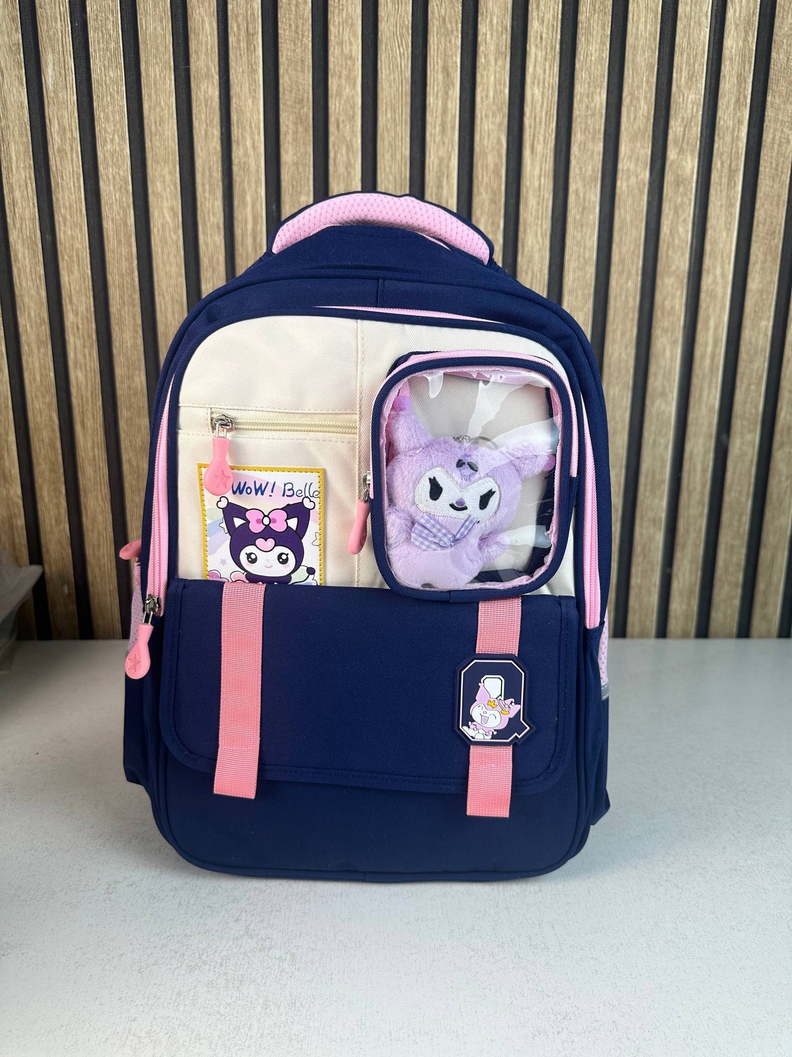 ⁦Sac à Dos Scolaire Style Kawaii Grand Volume avec Peluche Incluse Tissu Imperméable Bleu et Rose SACKDS04BLF - حقيبة مدرسية بتصميم كاوايي⁩ - الصورة ⁦2⁩