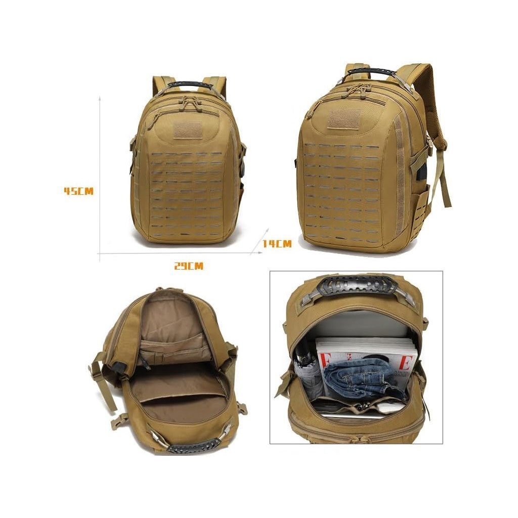 Sac à dos tactique USB pour camping, sac militaire 15,6 pouces - الصورة 5