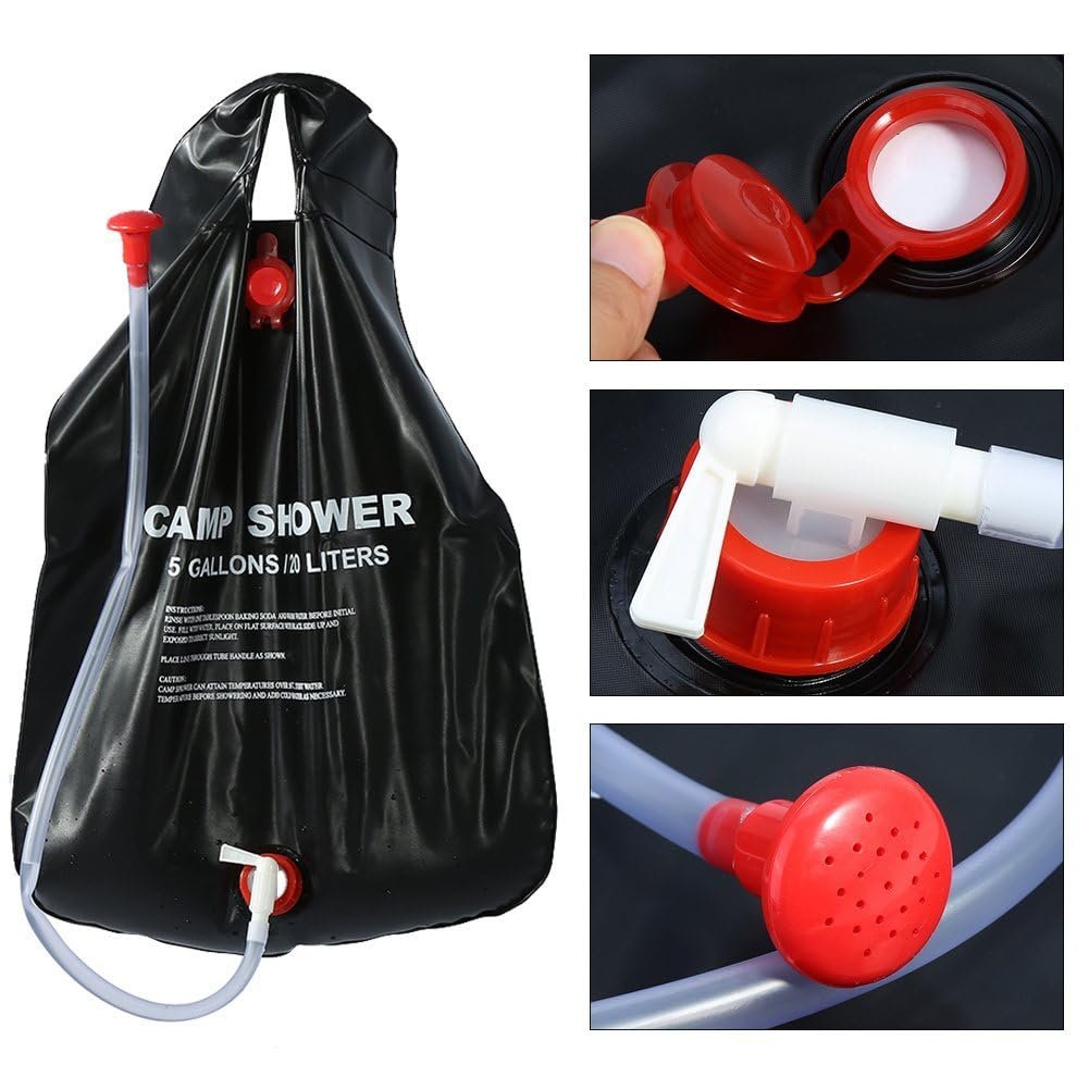 Sac de douche solaire avec pommeau de douche interchangeable 20L - حقيبة الاستحمام الشمسية المحمولة سعة 20 لتر - الصورة 2