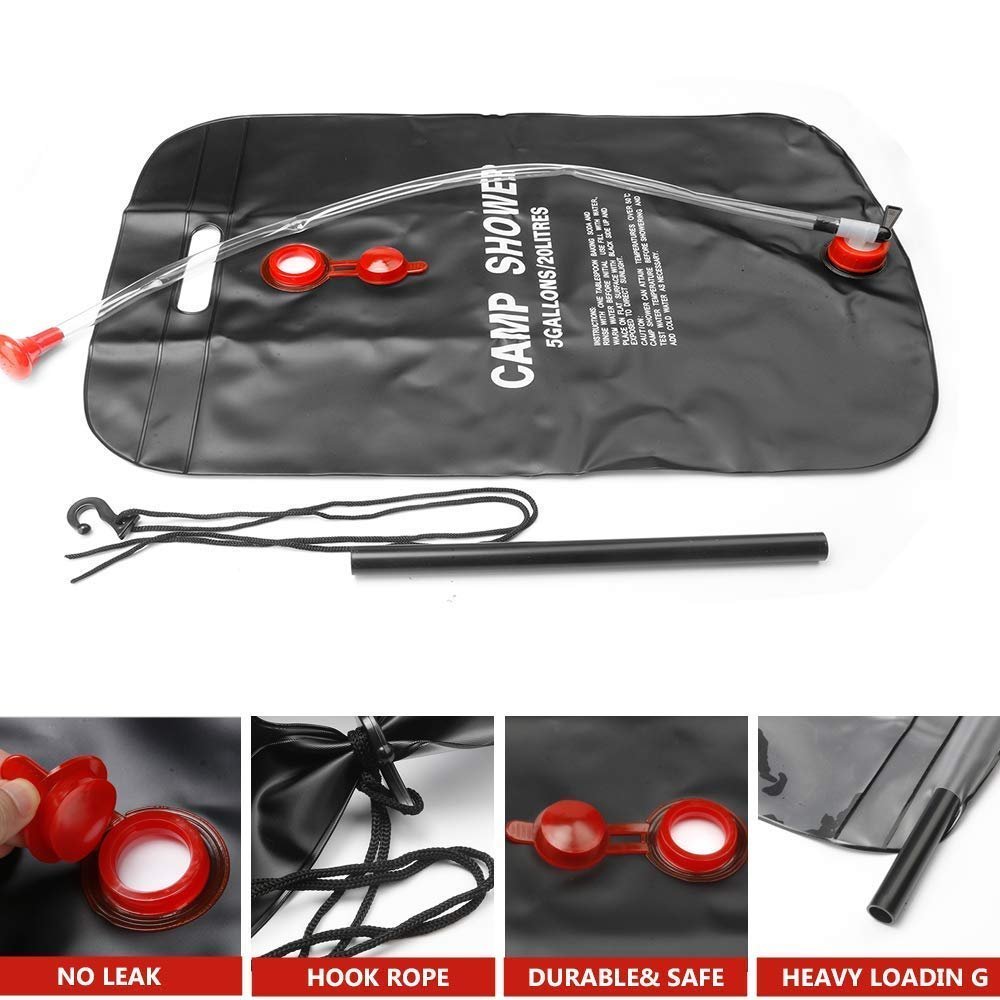 Sac de douche solaire avec pommeau de douche interchangeable 20L - حقيبة الاستحمام الشمسية المحمولة سعة 20 لتر - الصورة 3