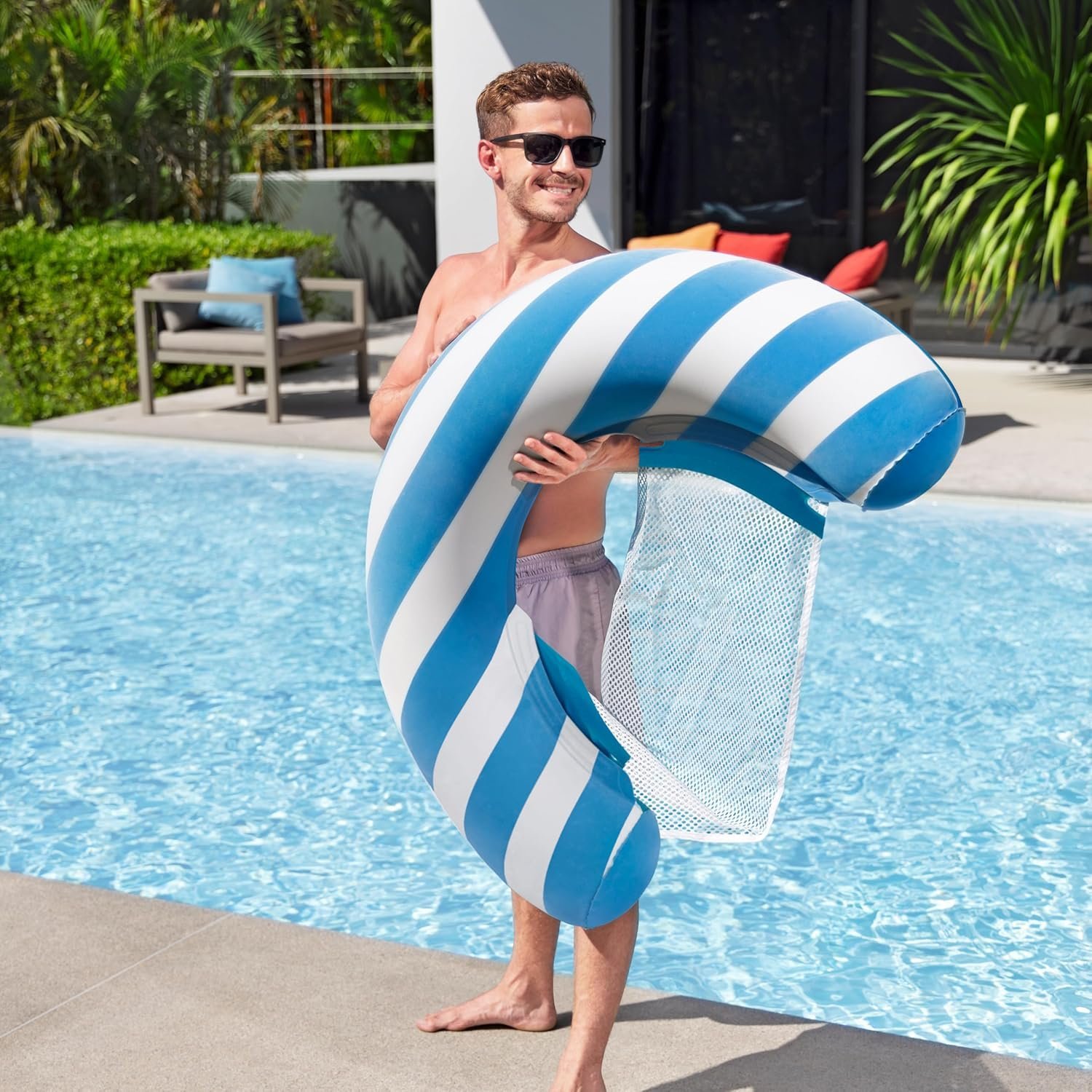 Siège de Piscine Gonflable Bestway Confort Luxueux avec Surface Velours - مقعد المسبح الفاخر بسطح مخملي وشبكة تبريد - الصورة 10