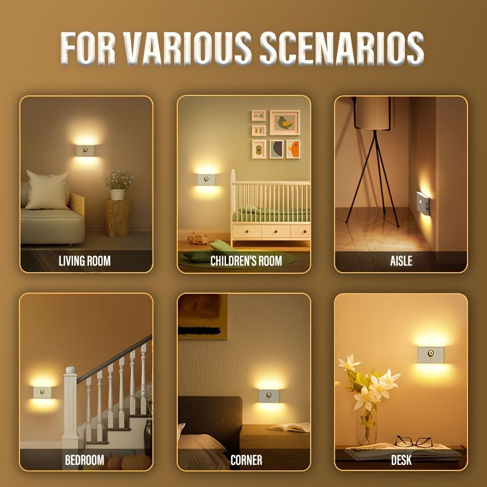Smart Applique murale LED intelligente à détecteur de mouvement rechargeable 2Pcs - طقم مصباحين لإضاءة الممرات - الصورة 9