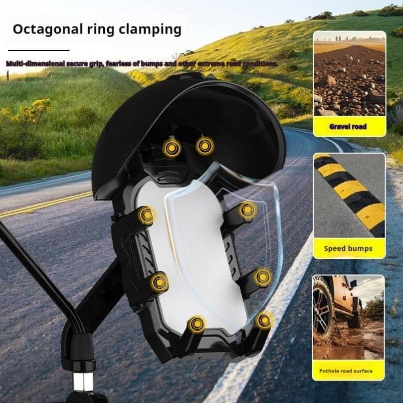 ⁦Support Téléphone pour Moto et Vélo avec Mini-Casque Pare-Soleil - حامل الهاتف الذكي للدراجات النارية والهوائية مع واقية شمسية بتصميم خوذة⁩ - الصورة ⁦9⁩