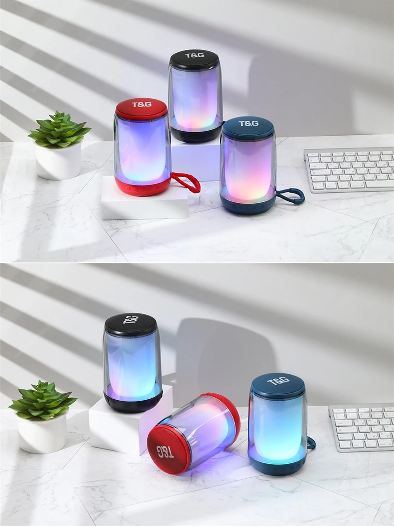 ⁦T&G Haut-parleur Bluetooth 5.3 à pulsation d'ambiance LED RGB⁩ - الصورة ⁦5⁩