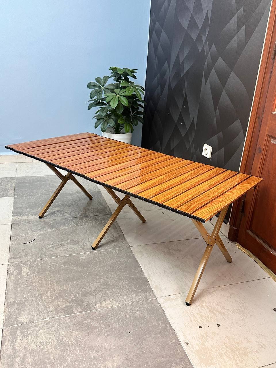 Table de Camping Pliante en Aluminium avec Design Grain de Bois - طاولة تخييم ألمنيوم قابلة للطي بتصميم خشبي - الصورة 12