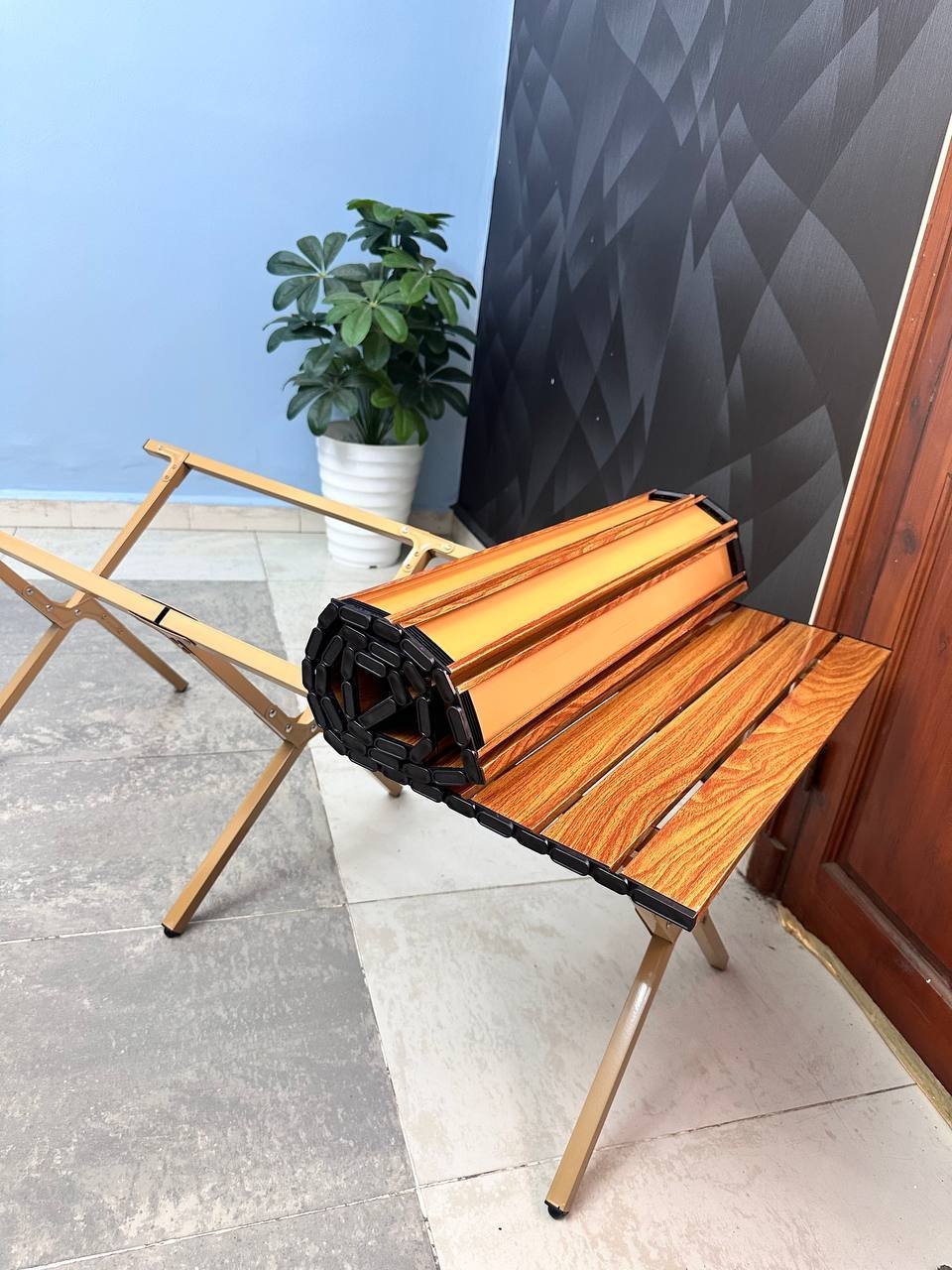Table de Camping Pliante en Aluminium avec Design Grain de Bois - طاولة تخييم ألمنيوم قابلة للطي بتصميم خشبي - الصورة 13